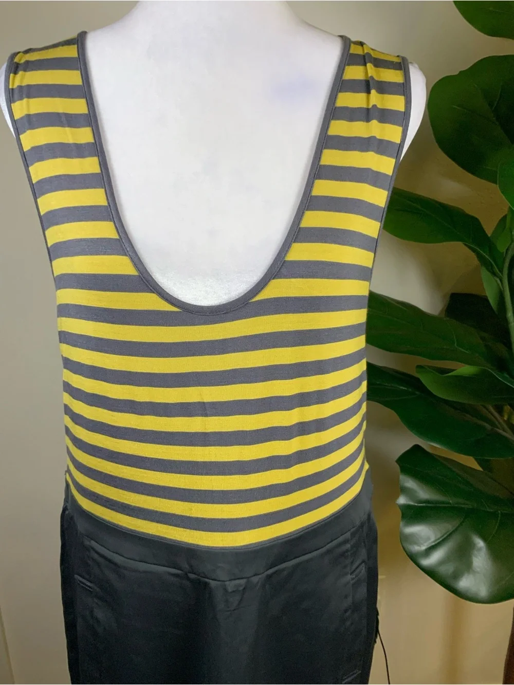 BCBGMaxAzria Yellow and Gray Striped Tank-Pencil Skirt